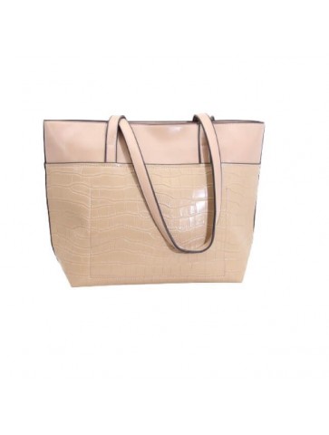 Poseta dama shopper piele ecologica crem capucino